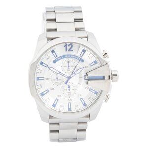 DIESEL Silver Men's Stainless Steel Mega Chief Chronograph Watch